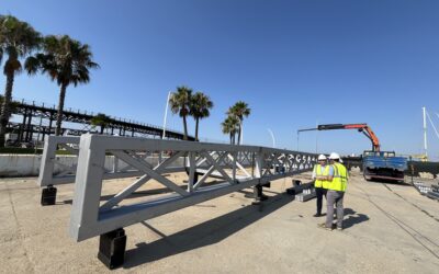 El Puerto de Huelva continúa avanzando en la ejecución de las obras de unión del Muelle de Río Tinto tras la llegada de la estructura metálica